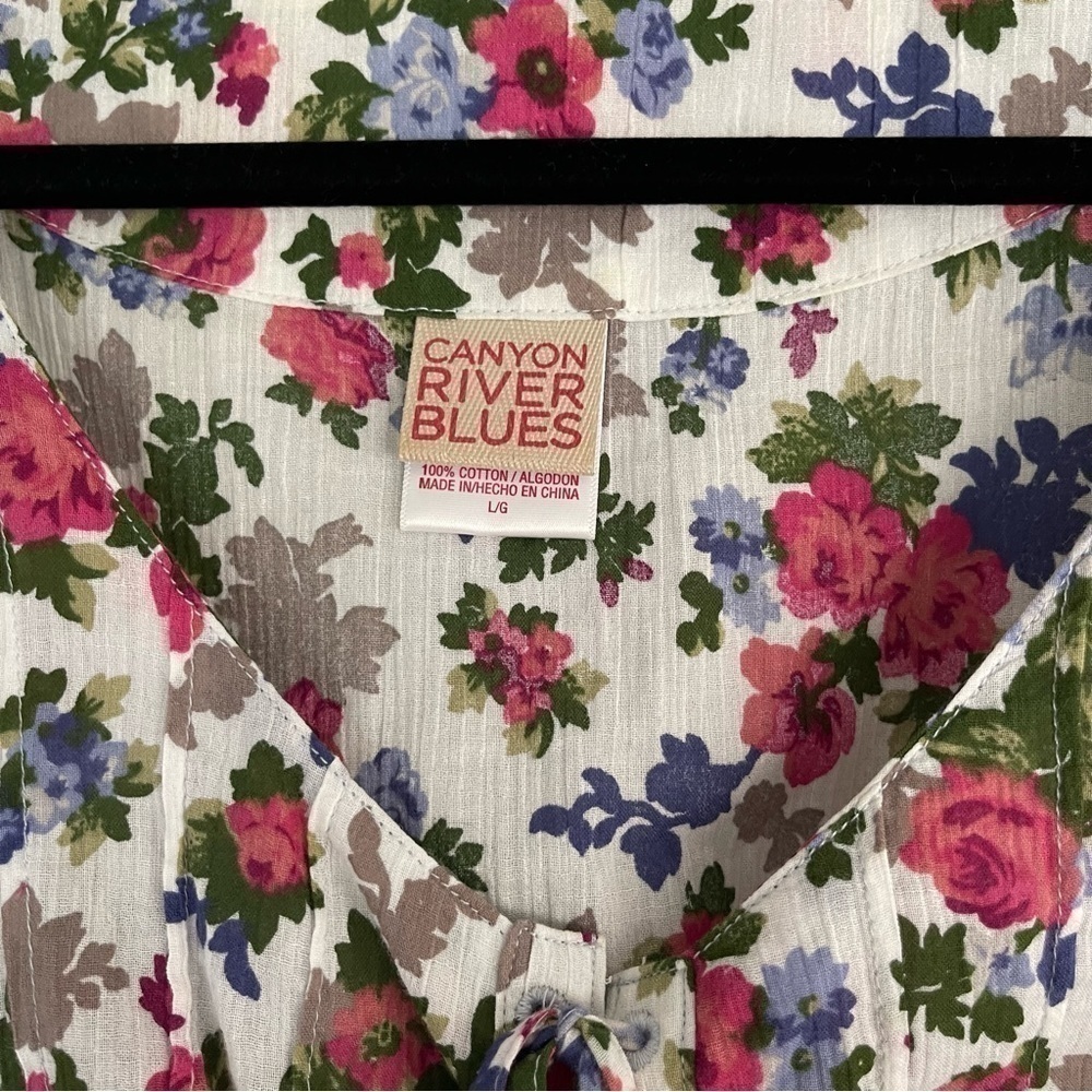 Canyon river floral long sleeve cinch waist blouse v-Neck top - Picture 3 of 10